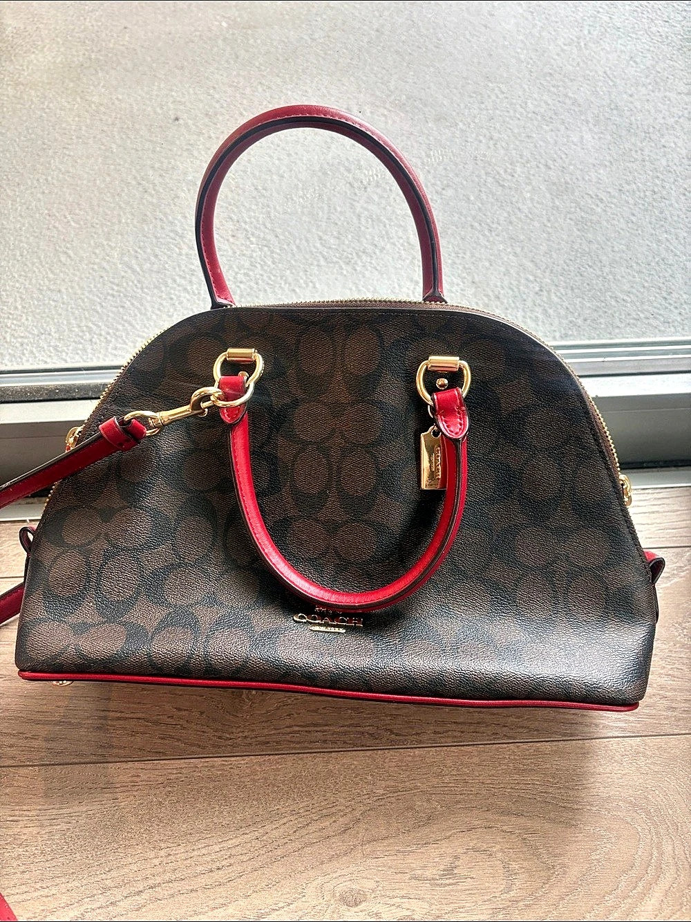 Coach Katy Satchel in brown and red